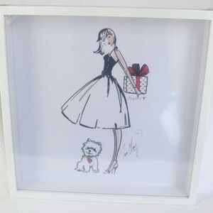 Brighton Heart Frame Girl & Dog Sketch Art Decor New